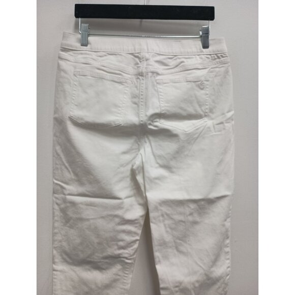 Susan Graver Womens Cropped Jeans Sz 10 White Straight Leg Pull On Resort - Picture 5 of 10